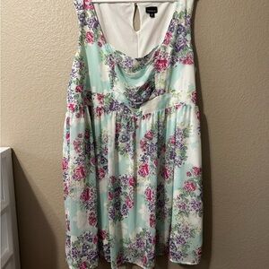Torrid Floral Mint and White Mini Dress
